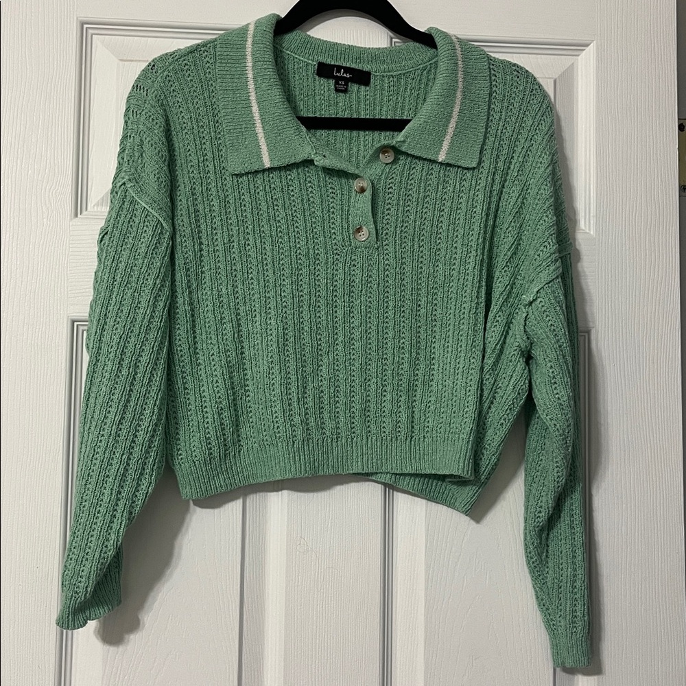 Lulu's Mint Button-Up Knit Sweater